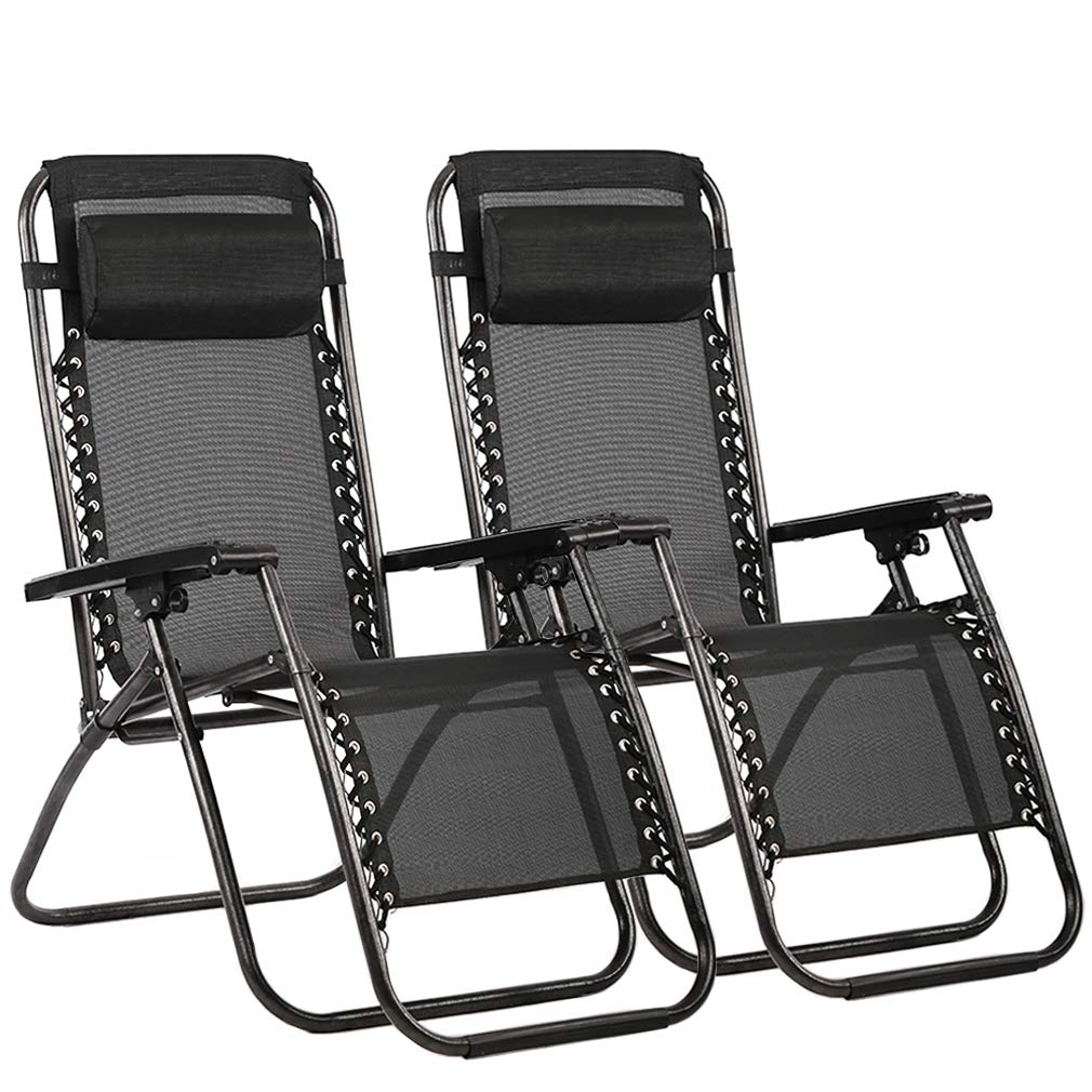 Set Of 2 Zero Gravity Outdoor Patio Chairs Black pertaining to size 1010 X 1010