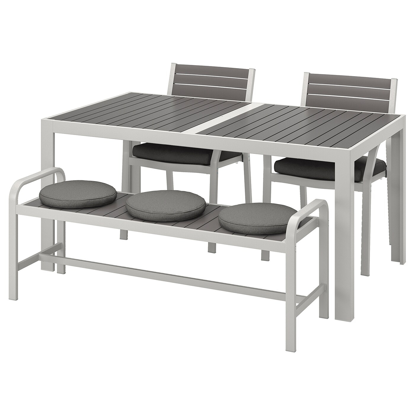 Sjlland Table 2 Chairs And Bench Outdoor Dark Gray Frsnduvholmen Dark Gray throughout dimensions 1400 X 1400