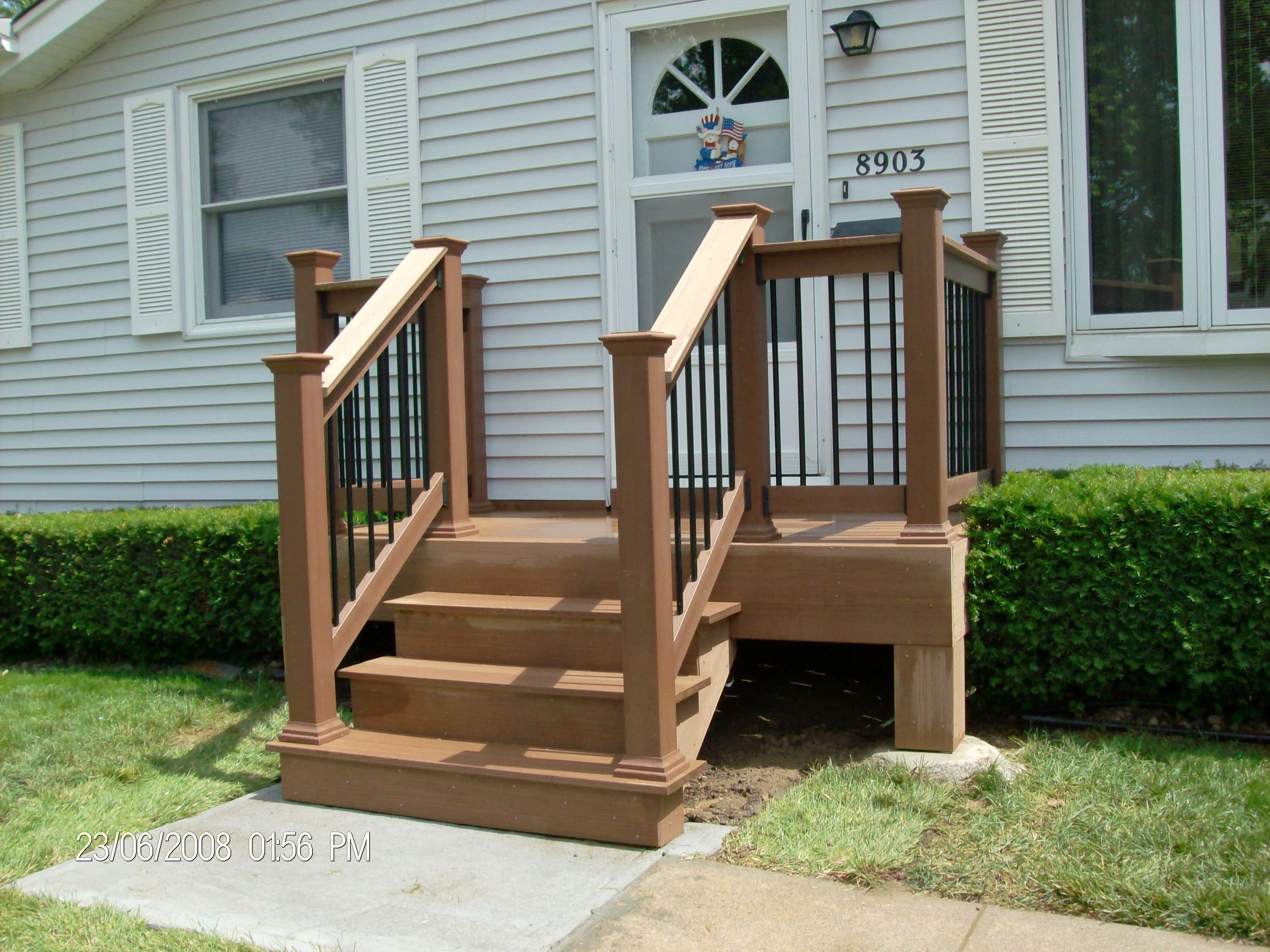 Small Back Deck With Steps Porch Shown Timbertech regarding measurements 2848 X 2136