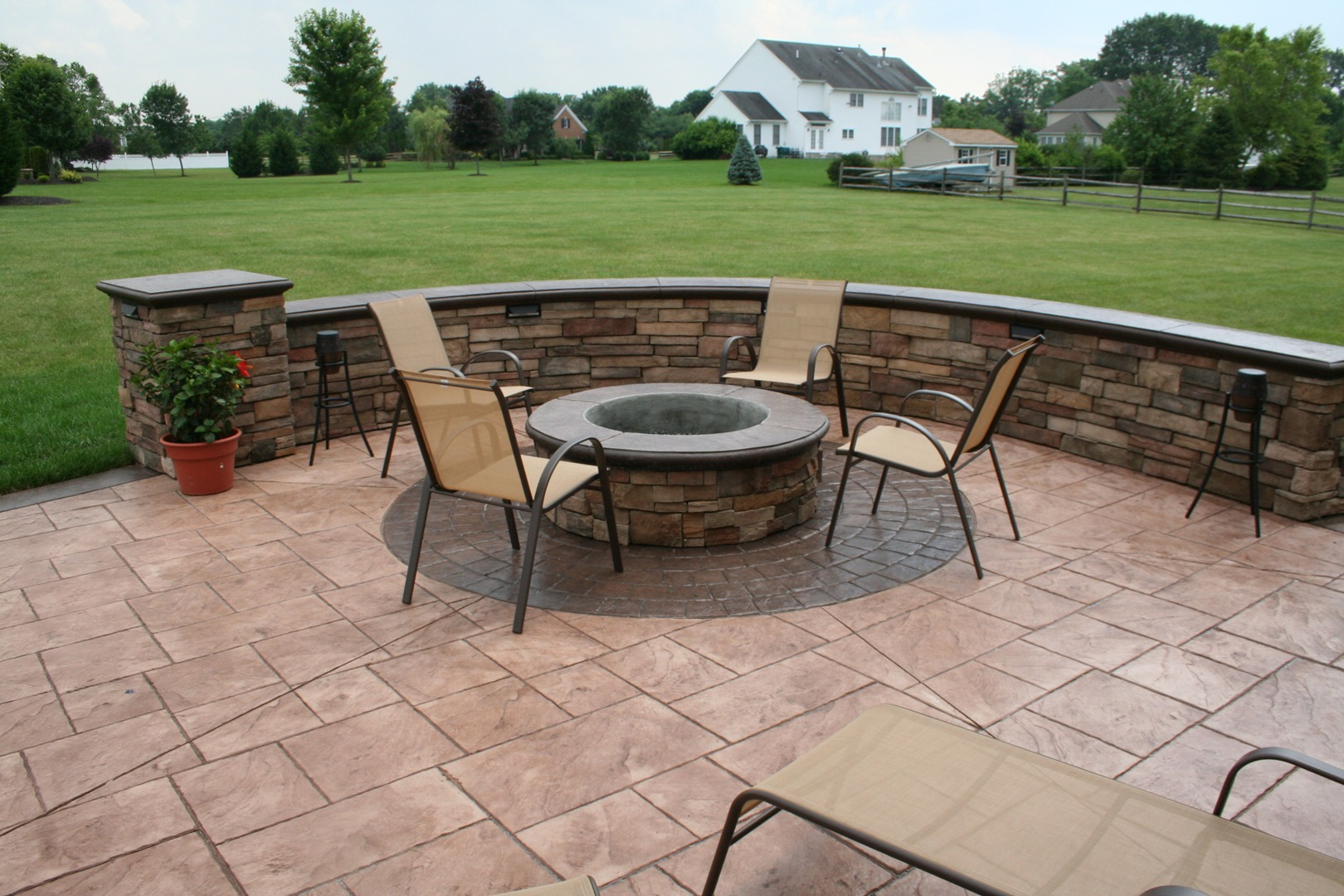 Stamped Concrete Patio Designs With Fire Pit Home Interior regarding dimensions 1620 X 1080