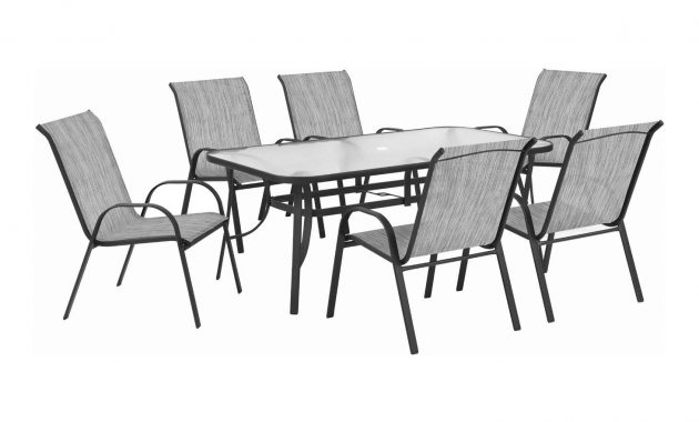 Terrace Leisure 7 Piece Manor Textilene Patio Set Black regarding sizing 1460 X 1500