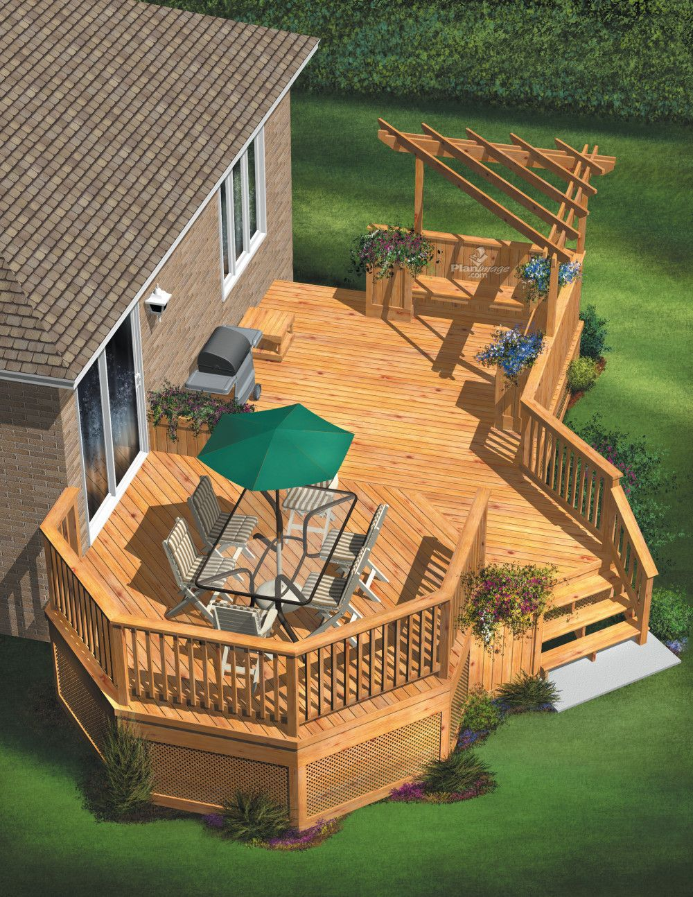 This Is A Spacious Two Level Wooden Deck The First Level for dimensions 1000 X 1294