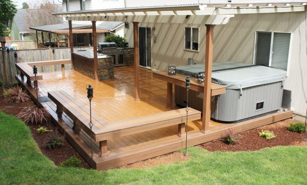 Timbertech Earthwood Deck With Built In Benches Table regarding size 4592 X 3056