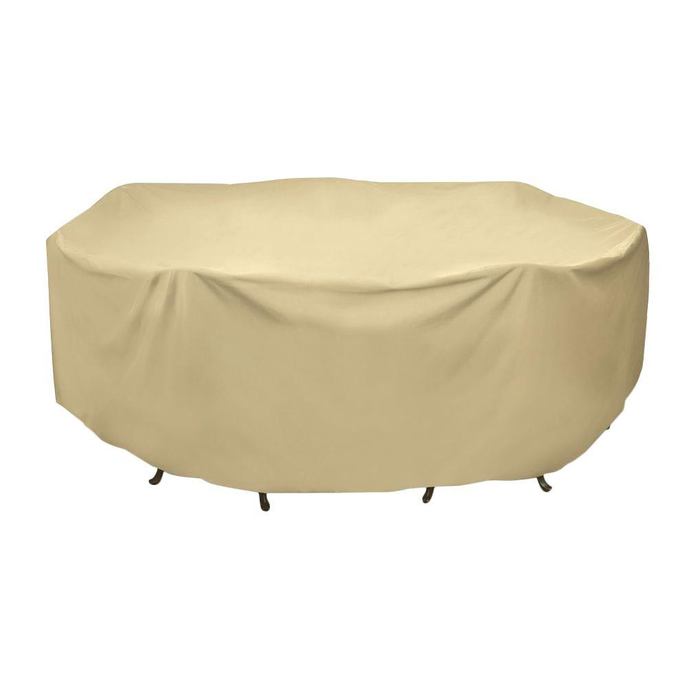 Two Dogs Designs 108 In Round Patio Table Set Cover In Khaki regarding proportions 1000 X 1000