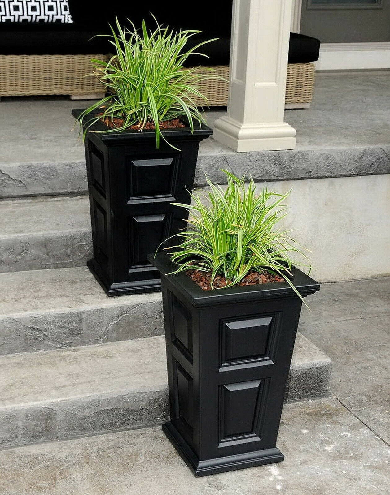 Two Large 24 Tall Flower Pot Planter Box Patio Deck Garden Porch Yard 2 Pack intended for proportions 1259 X 1600