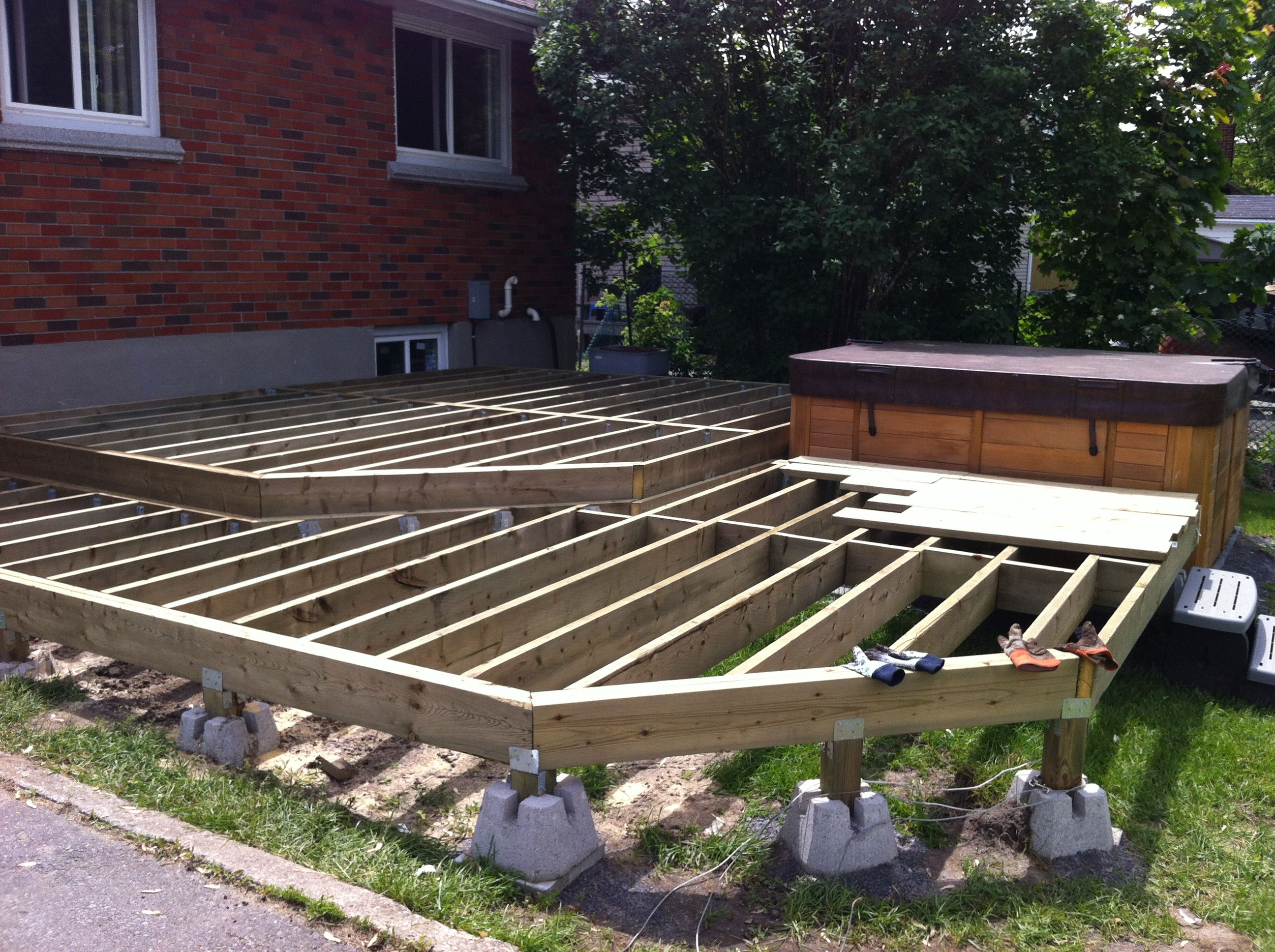 Two Level Deck Framing Floating On Dek Blocks This Is with sizing 2592 X 1936