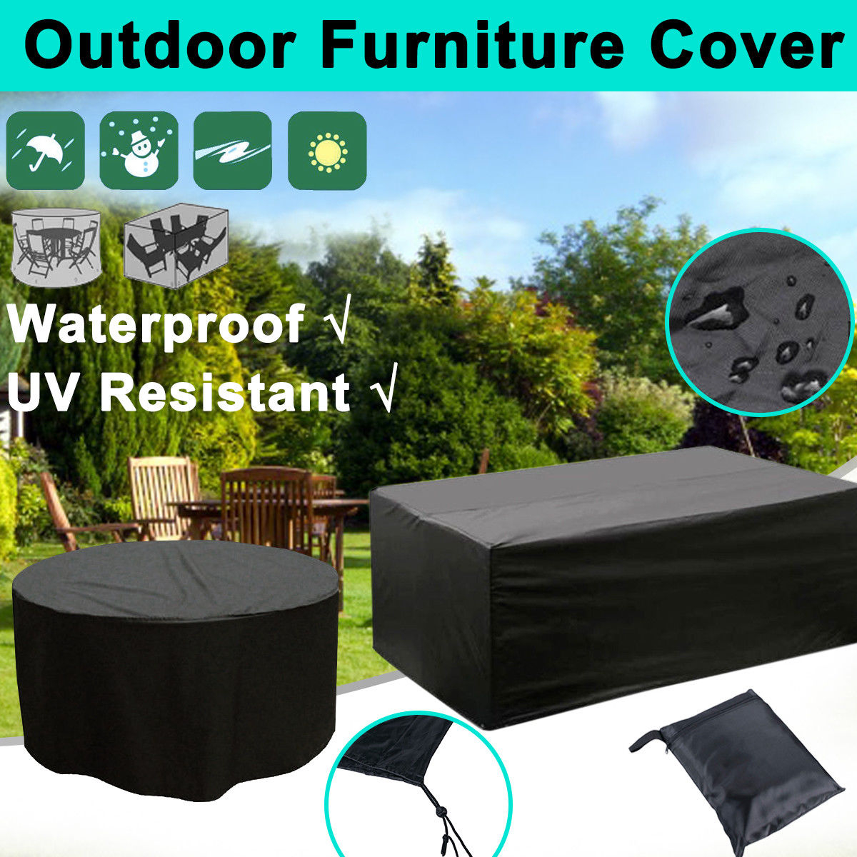 Us 132 40 Off5 Size Outdoor Garden Furniture Cover Waterproof Oxford Fabric Sofa Protection Set Patio Wind Rain Snow Bbq Dustproof Uv Black In throughout dimensions 1200 X 1200