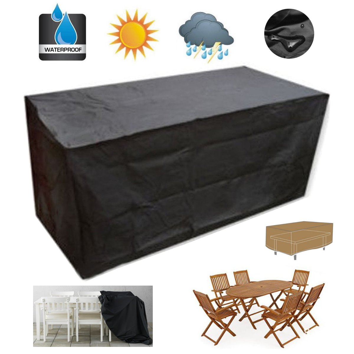 Us 1584 52 Off18012074cm Garden Patio Chair Outdoor Furniture Sofa Cover Waterproof Polyester Pvc Coated Table Desk Black Silver Color In Sofa in dimensions 1200 X 1200