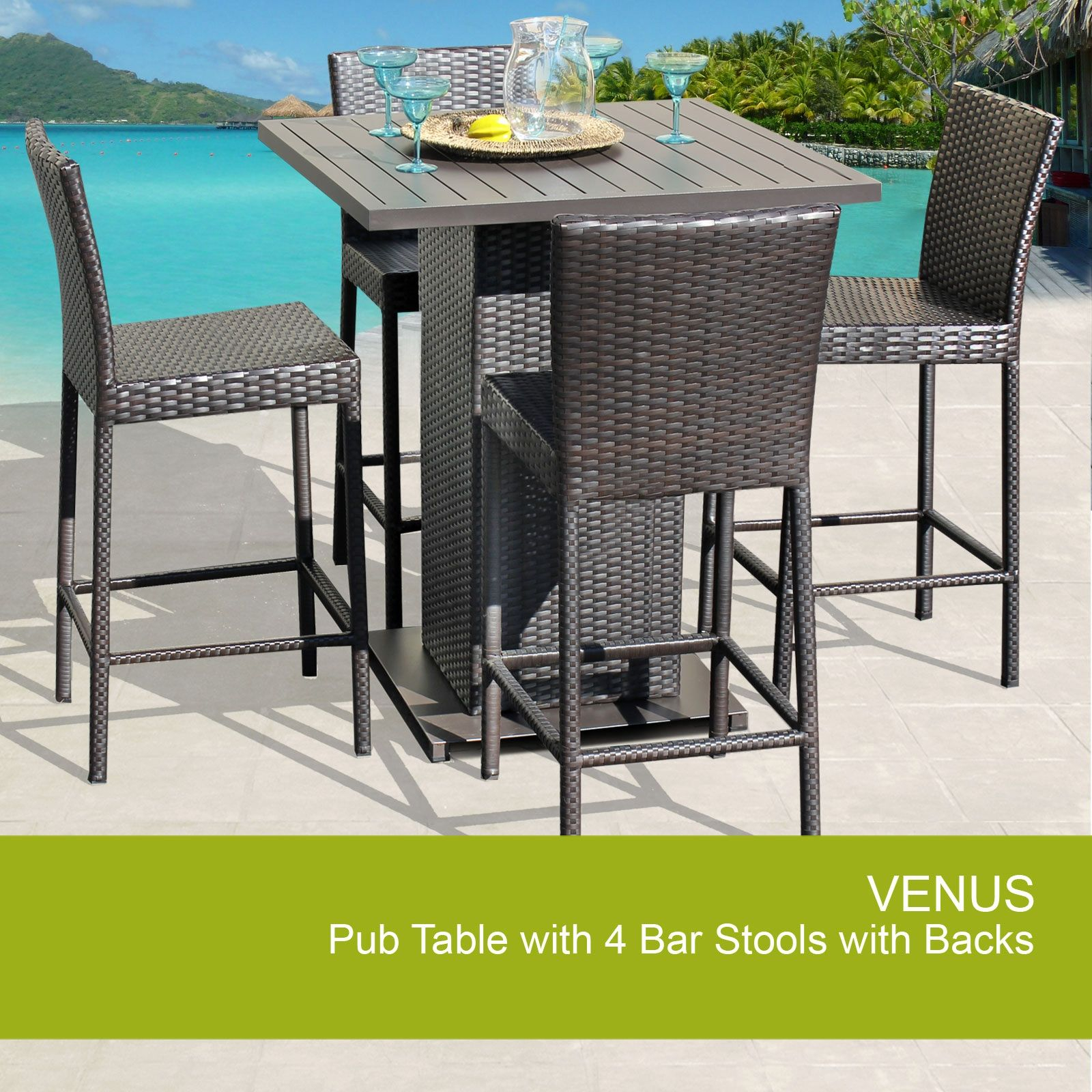 Venus Pub Table Set With Barstools 5 Piece Outdoor Wicker pertaining to proportions 1600 X 1600