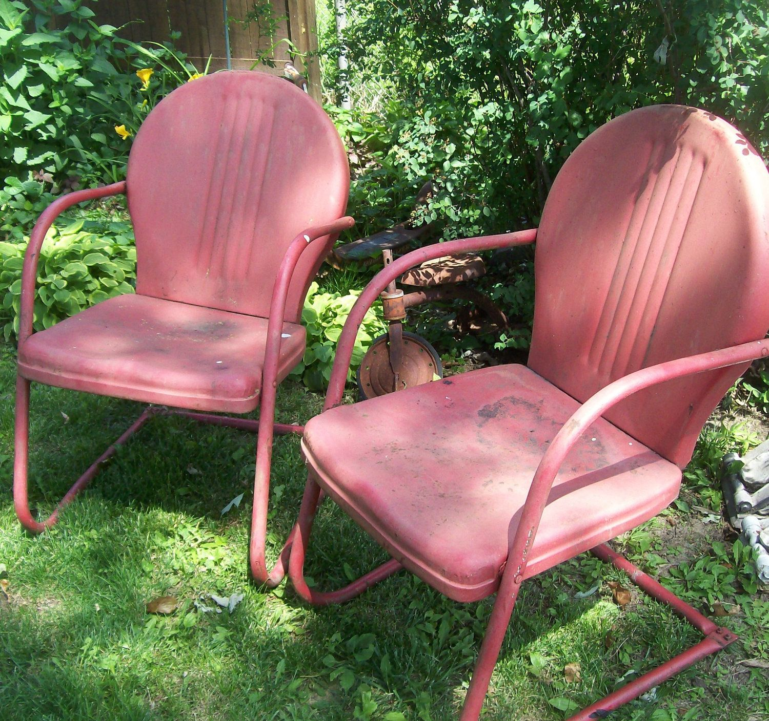 Vintage Antique Retro Metal Lawn Chairs Clam Style Furniture in dimensions 1500 X 1408
