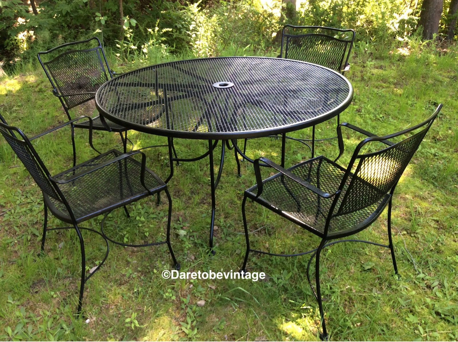 Vintage Black Wrought Iron Patio Set Woodard Salterini intended for size 1600 X 1196