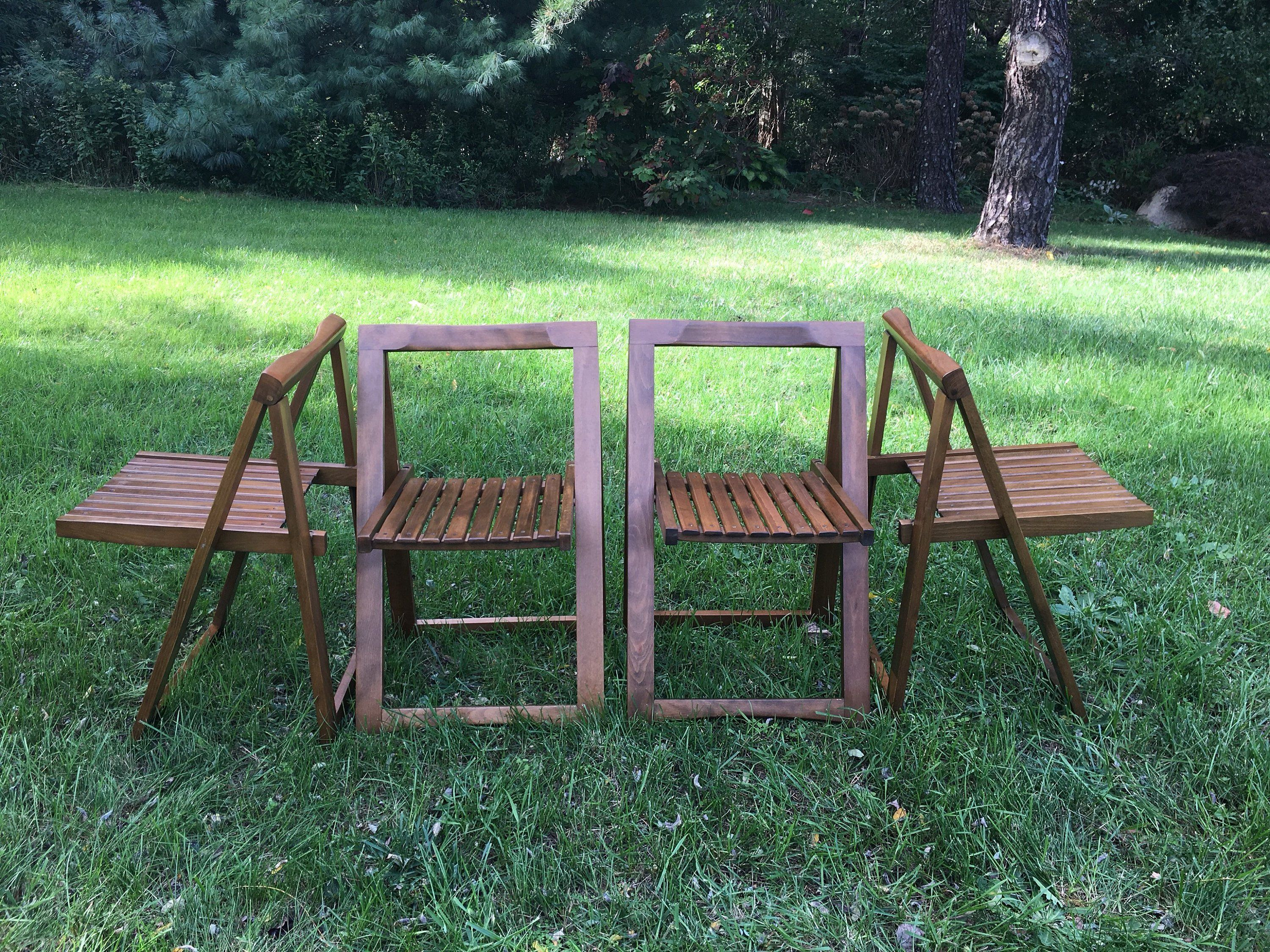 Vintage Wood Folding Chairs Set Of 4 Made In Romania intended for measurements 3000 X 2250