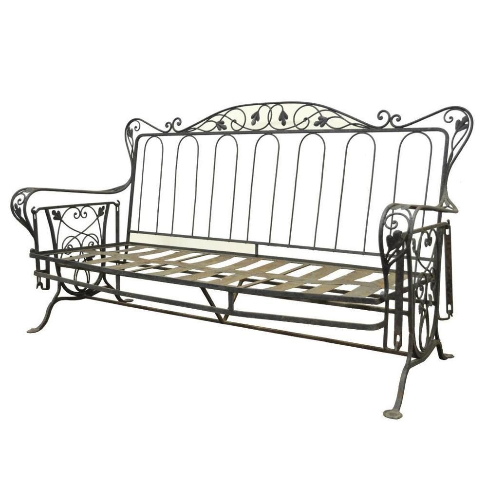 Vintage Wrought Iron Outdoor Patio Glider Swing Sofa in sizing 1000 X 1000