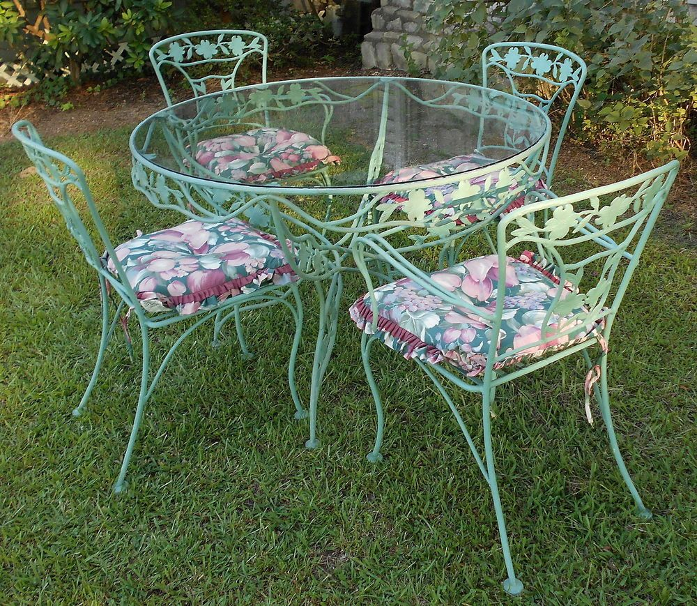 Vintage Wrought Iron Patio Set Dogwood Blossoms Branches pertaining to dimensions 1000 X 869