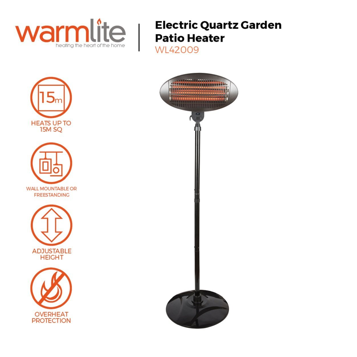 Warmlite 2000w Electric Quartz Patio Heater inside measurements 1253 X 1253