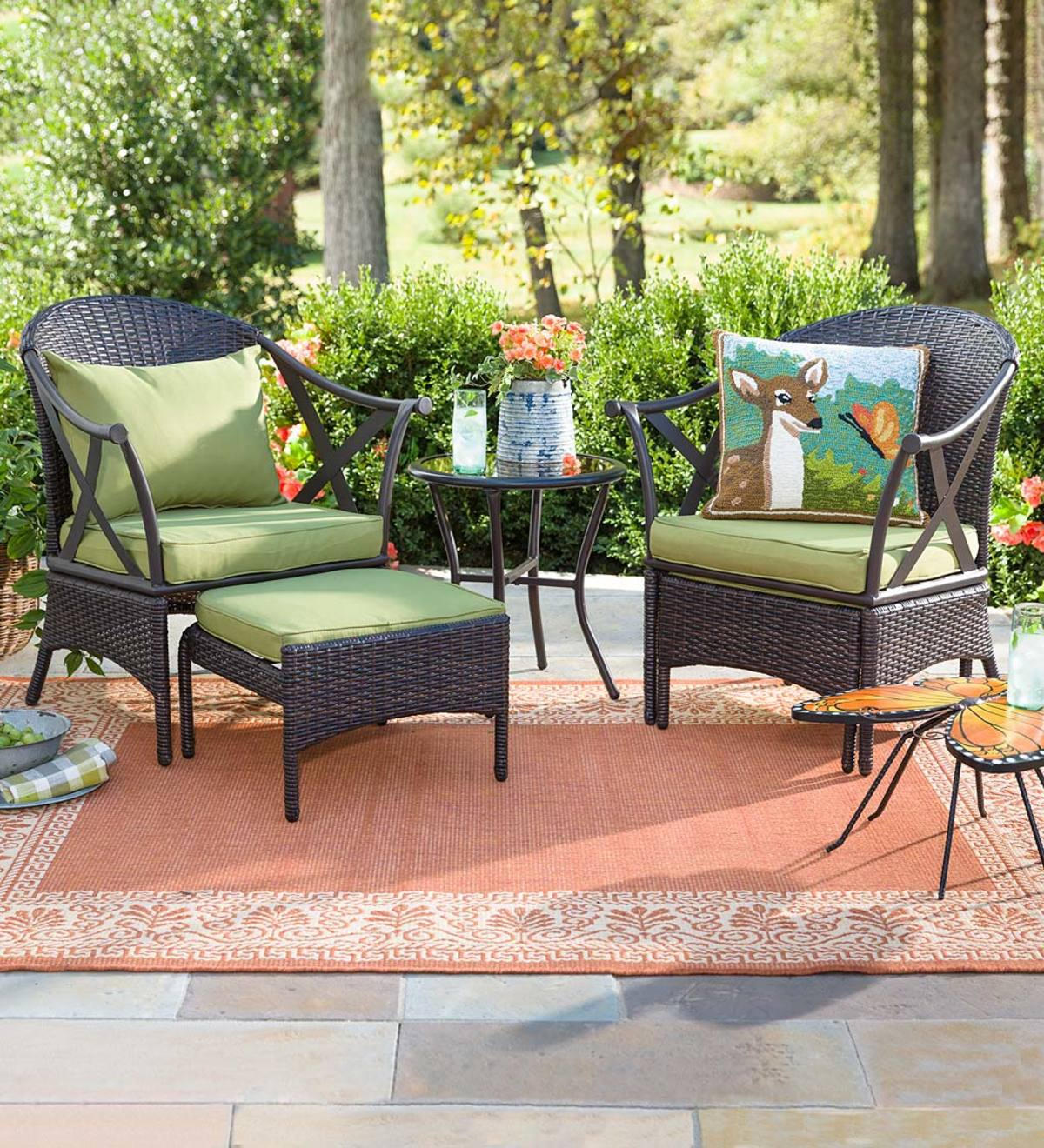 Wicker Patio Furniture Set With Cushions Plowhearth throughout proportions 1200 X 1320