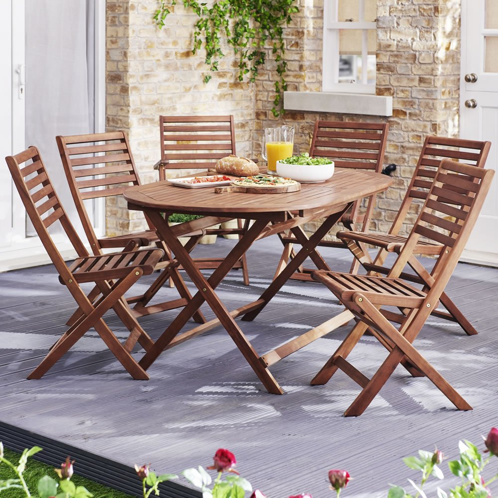 Wilko Fsc Wooden Patio Set 6 Seater within proportions 1000 X 1000