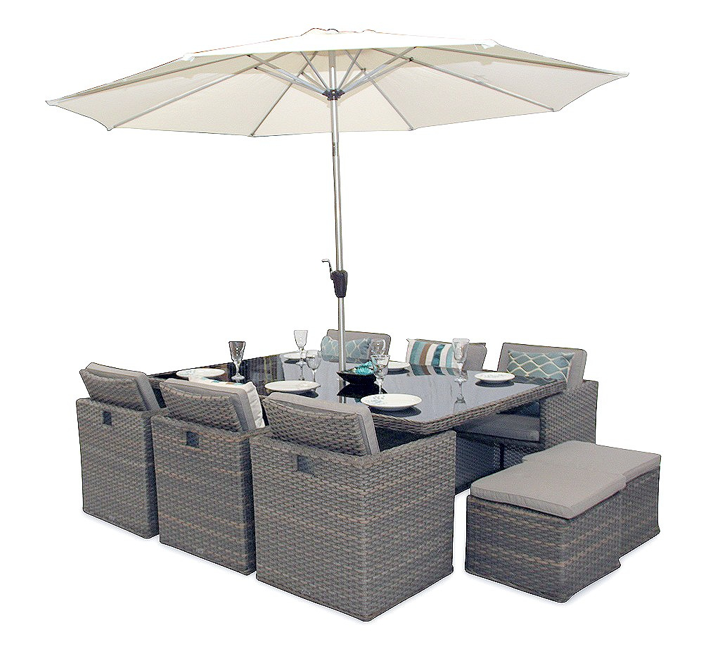 Woburn Rattan Cube Patio 10 Seater Chair Set With Stool Natural with regard to dimensions 1024 X 932