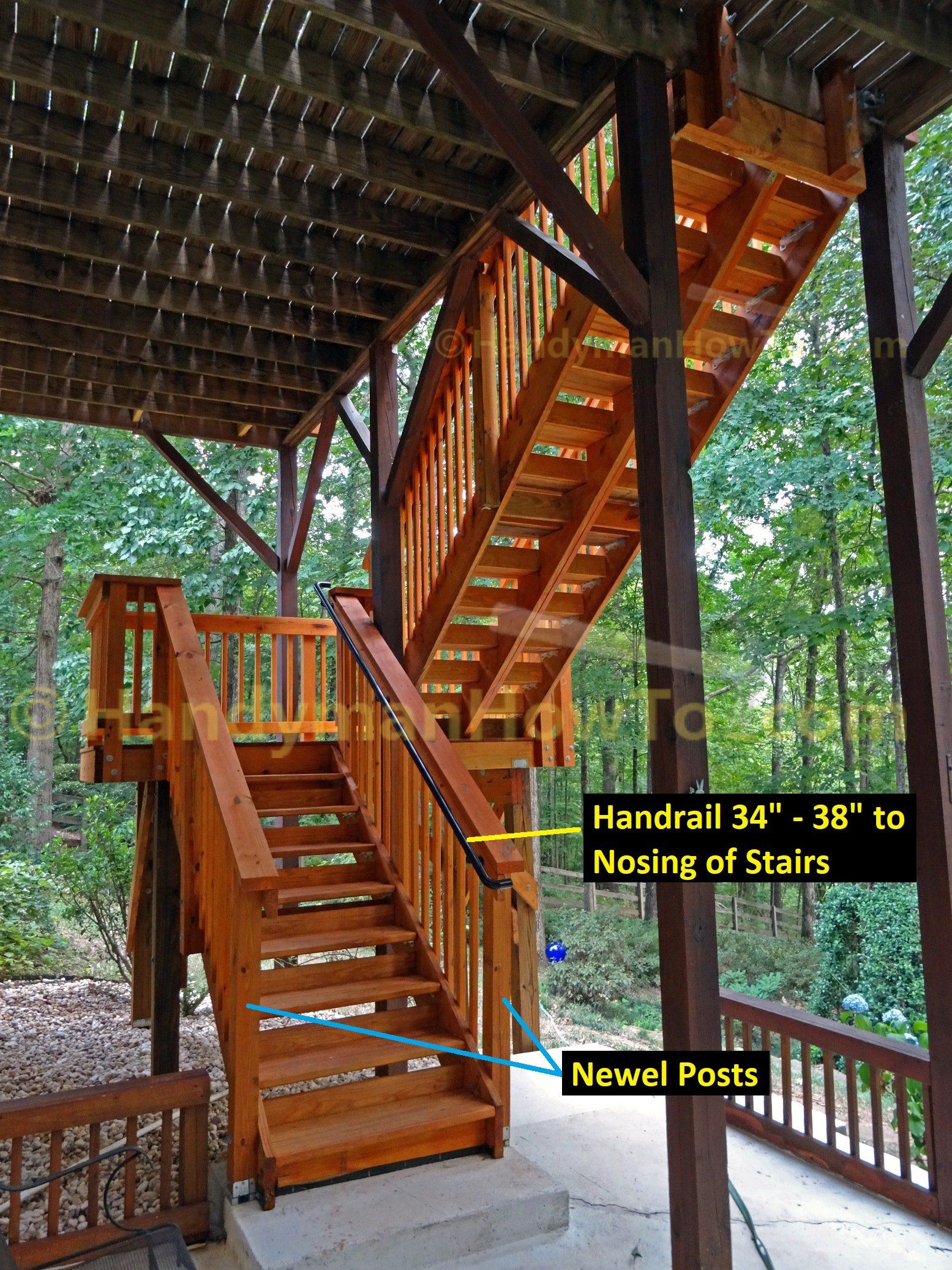 Wood Deck Stair Rebuild Newel Post And Handrail Patio pertaining to sizing 1555 X 2074