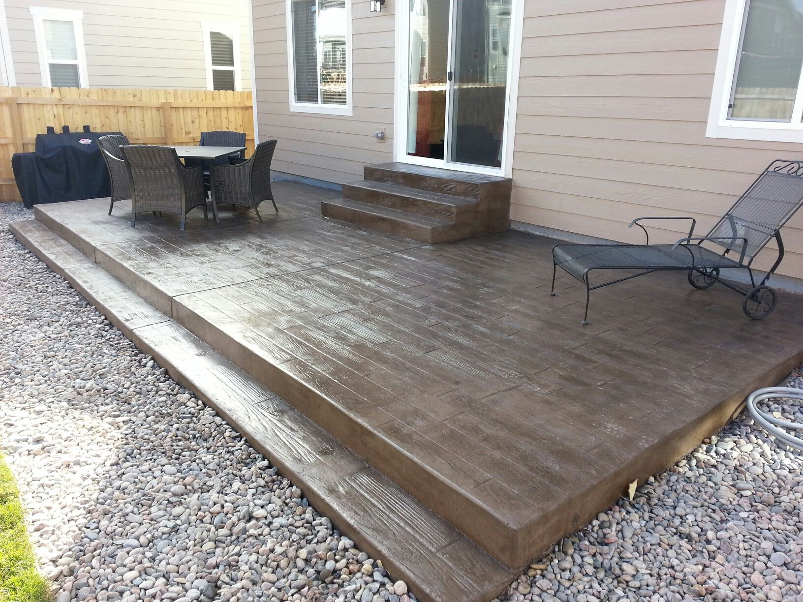 Wood Grain Texture Stamped Concrete Patio Steps Concrete within proportions 1632 X 1224