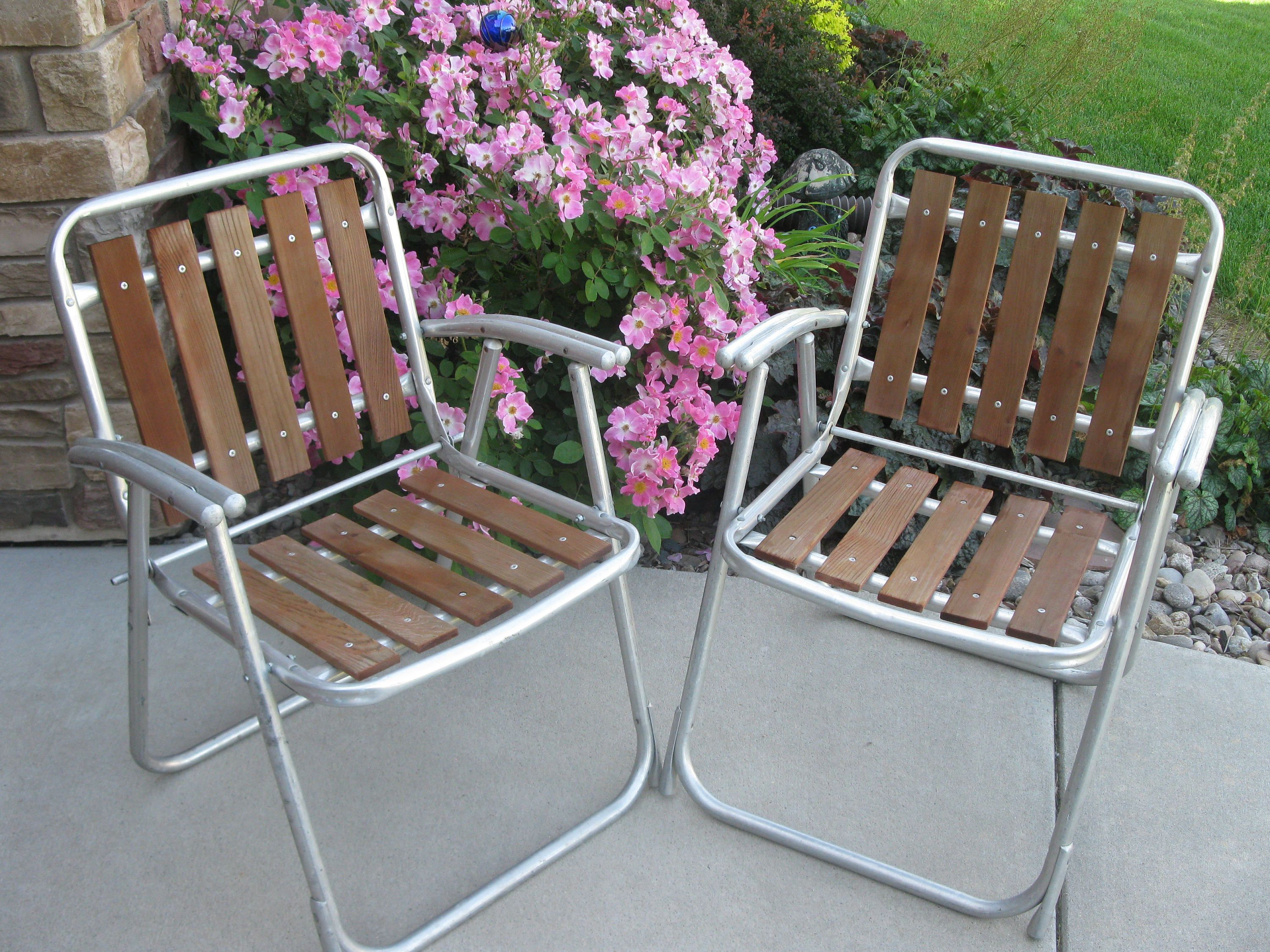 Wood Lawn Chairs Aluminum Folding Chair Set Of 2 1960s with regard to sizing 3000 X 2250