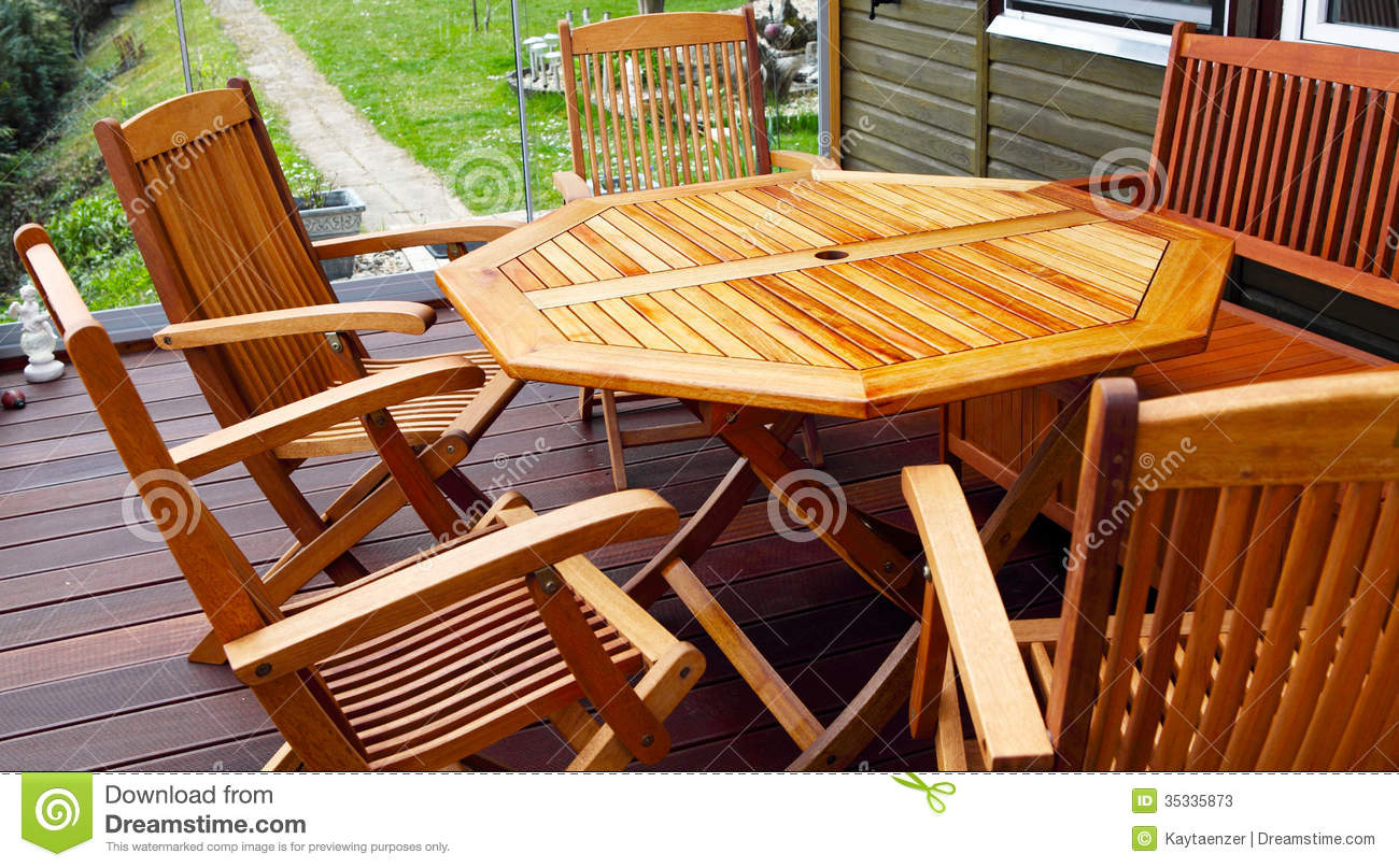 Wood Patio Furniture Stock Image Image Of Garden Glass within sizing 1300 X 807