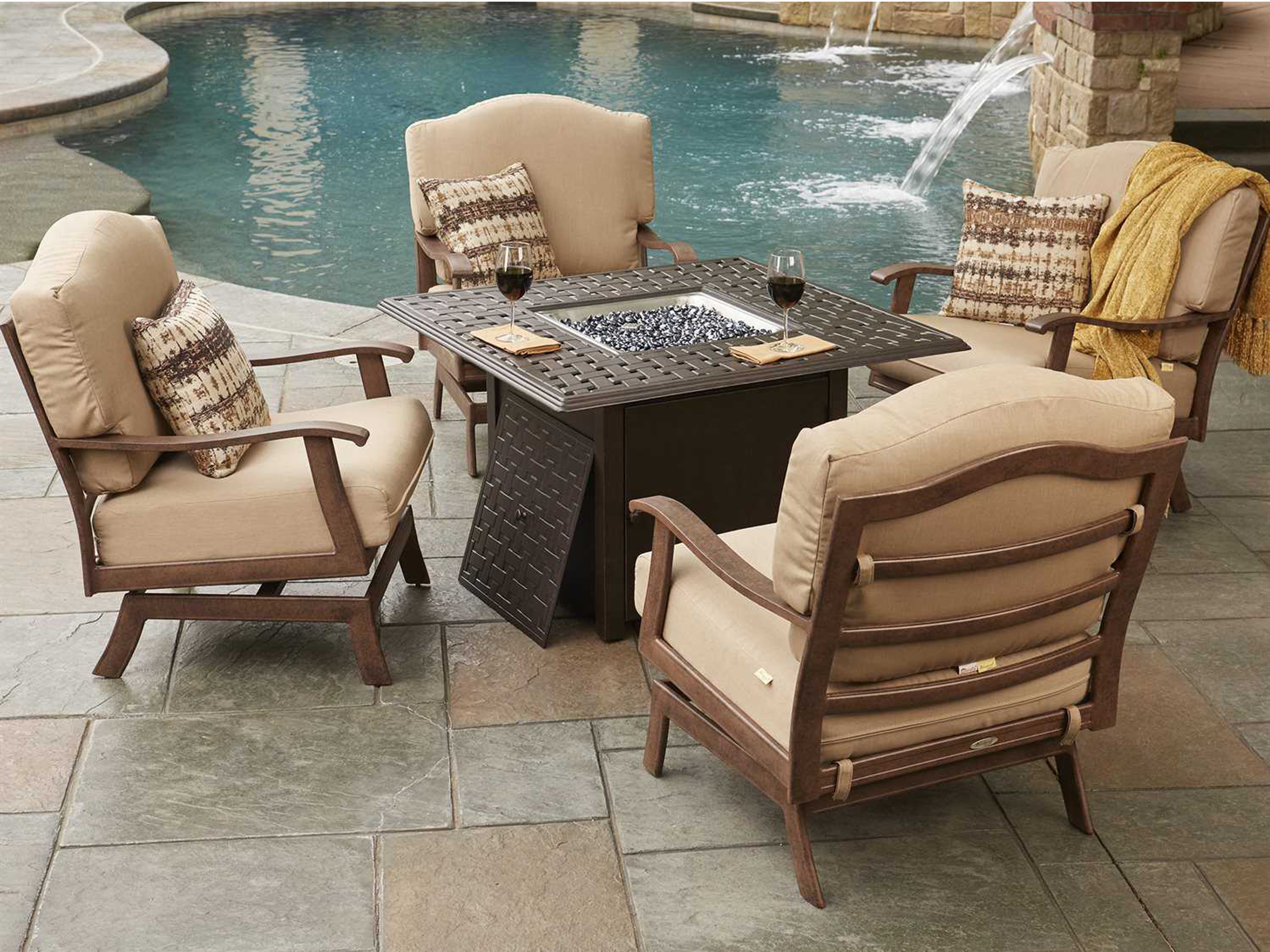 Woodard Exclusive Quick Ship Desert Bronze Aluminum Cushion Lounge Set regarding sizing 5760 X 4320