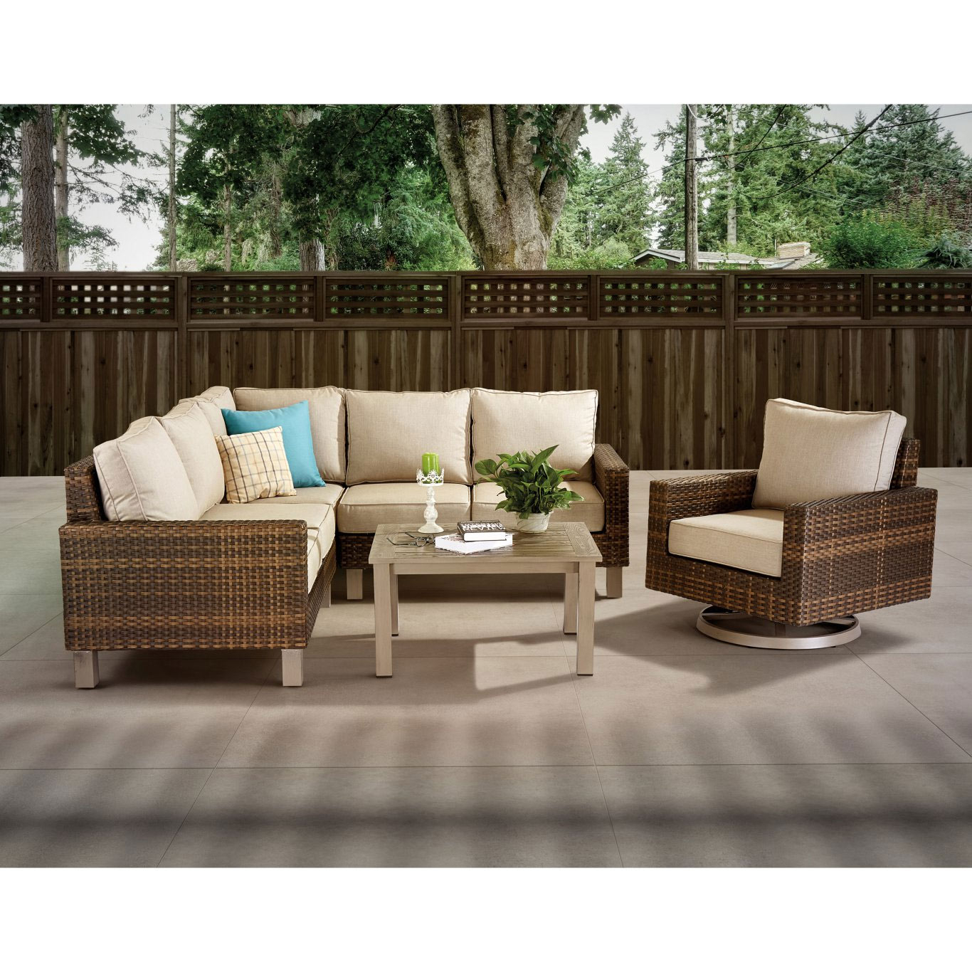 Woodard Tahoe Wicker 5pc Deep Seating Bishops Centre intended for dimensions 1366 X 1366