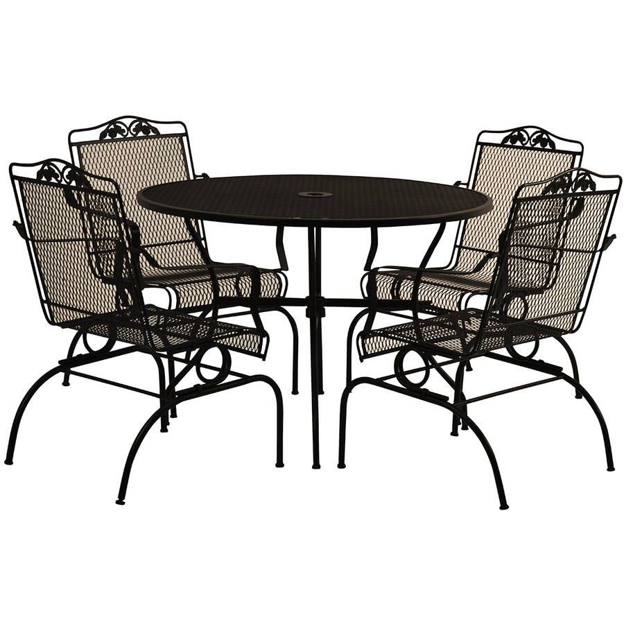 Wrought Iron Dining Set 5 Piece Action Rocking Patio Outdoor intended for dimensions 900 X 900