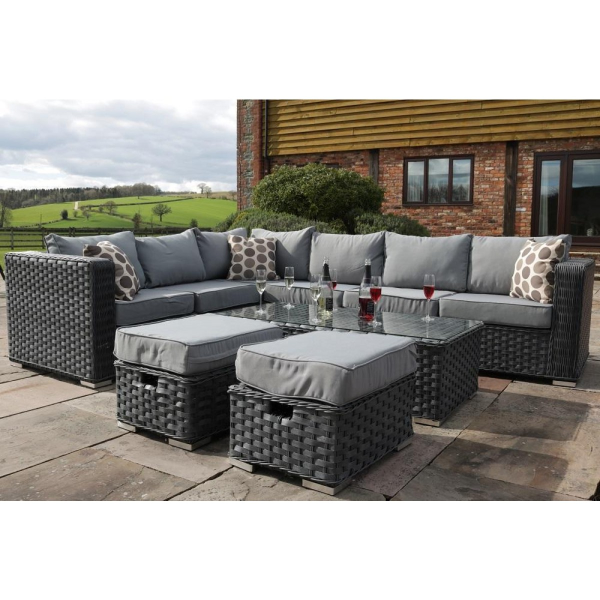 Yakoe Garden Modular 8 Seater Grey Rattan Corner Sofa Set for measurements 1200 X 1200