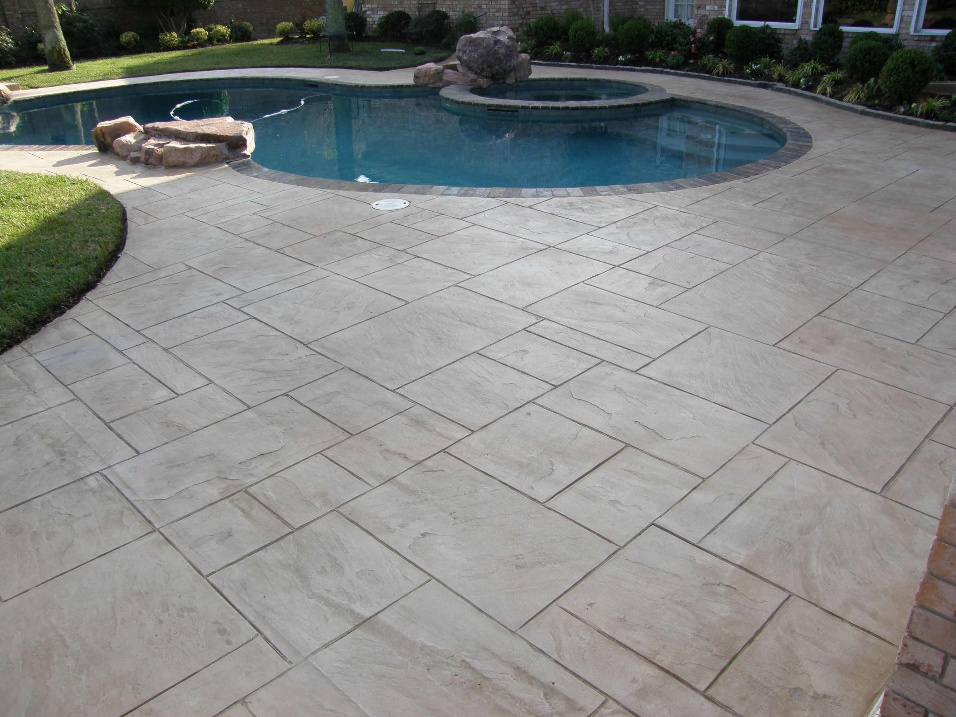 Yorkstone Stamped Overlay Over Existing Pea Gravel Pool Deck within proportions 3072 X 2304