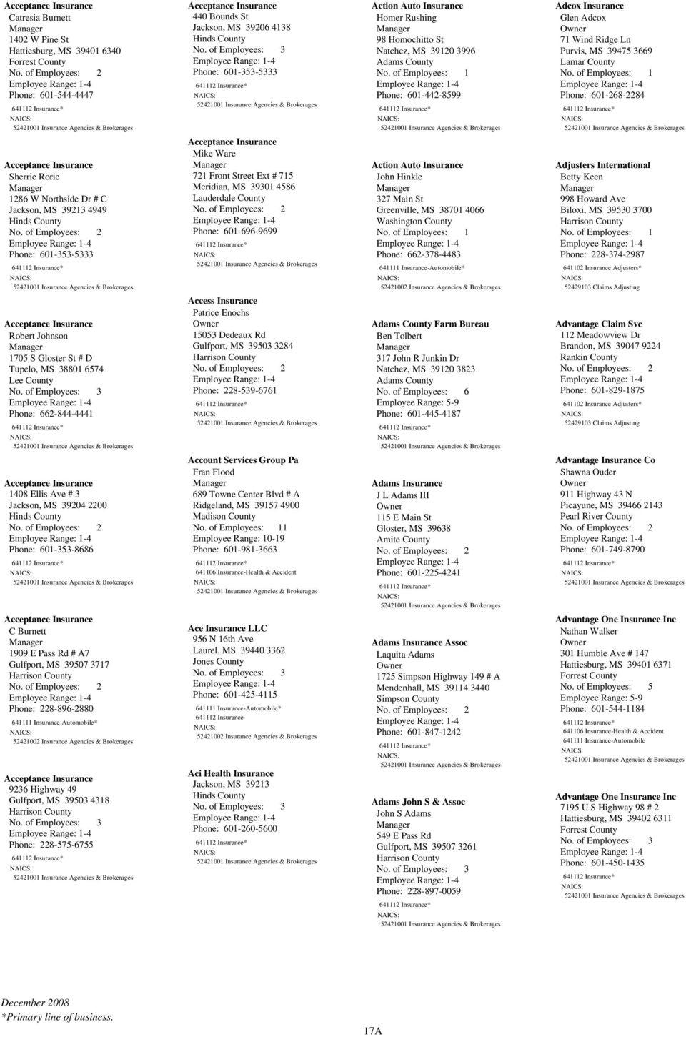 2008 Service Industry Directory Insurance Establishments In inside proportions 960 X 1451