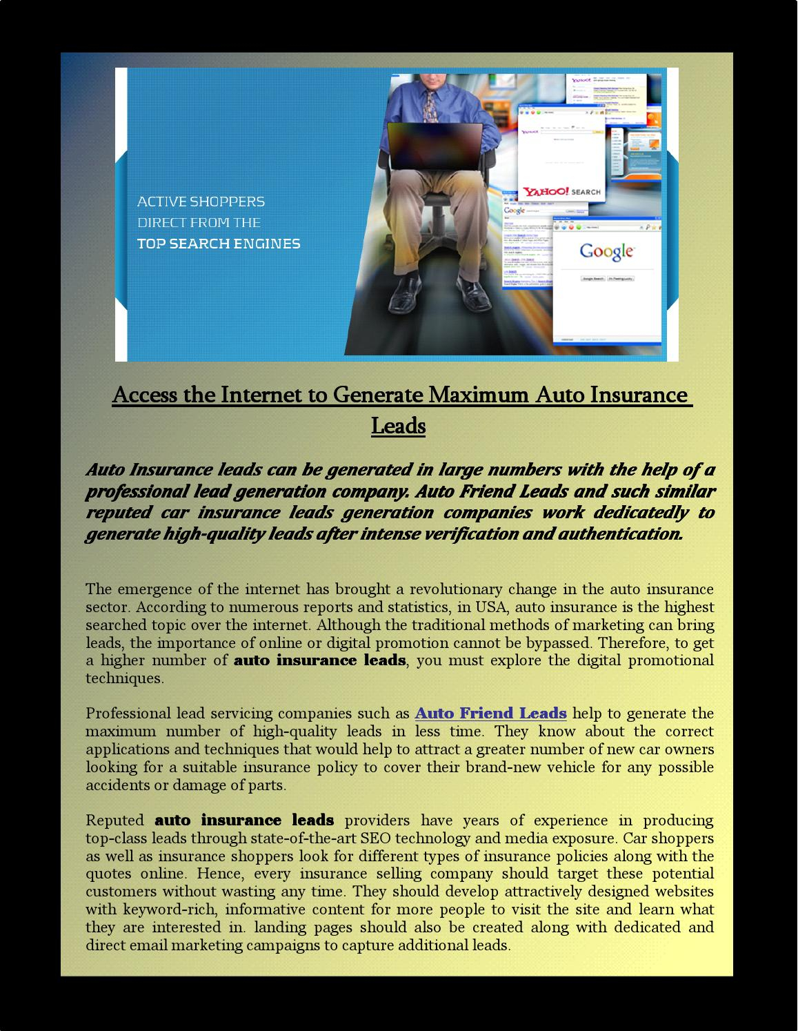 Access The Internet To Generate Maximum Auto Insurance Leads throughout proportions 1157 X 1494