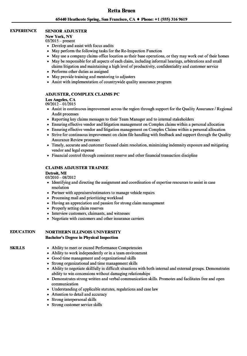 Adjuster Resume Samples Velvet Jobs intended for proportions 860 X 1240