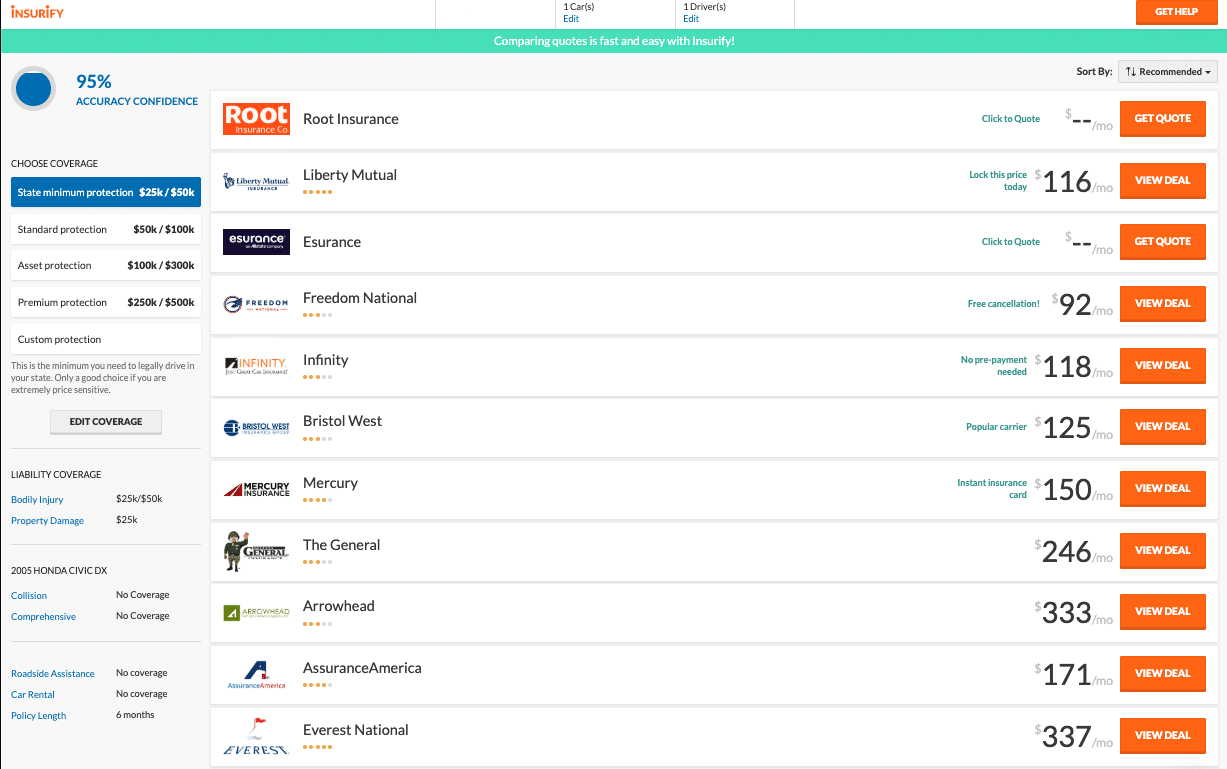 Auto Insurance Quotes Comparison Updated 2020 Insurify in dimensions 1227 X 769