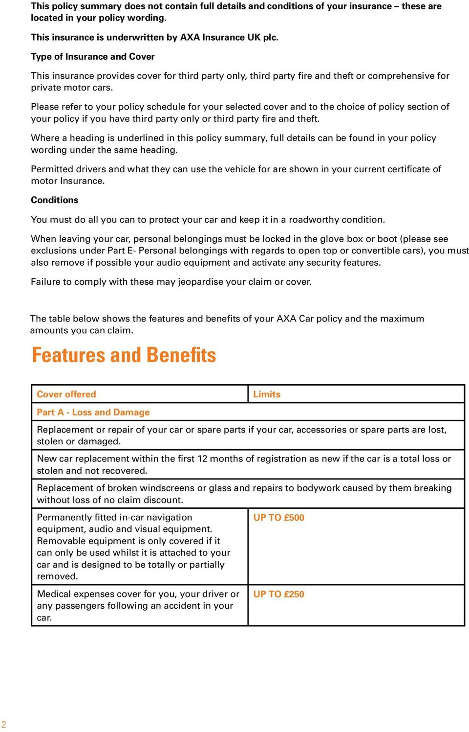 Axa Third Party Fire Theft Car Insurance Policy Summary pertaining to dimensions 960 X 1496