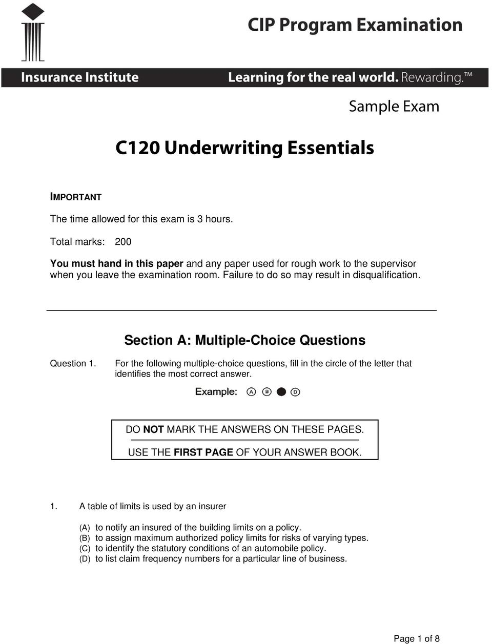 C120 Underwriting Essentials Pdf Free Download within sizing 960 X 1257