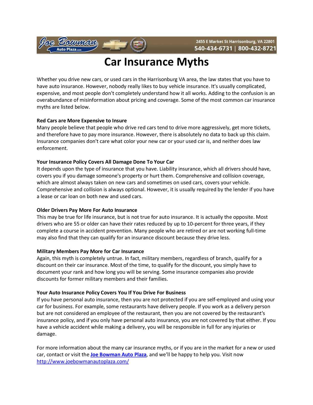 Calamo Car Insurance Myths regarding proportions 1224 X 1584