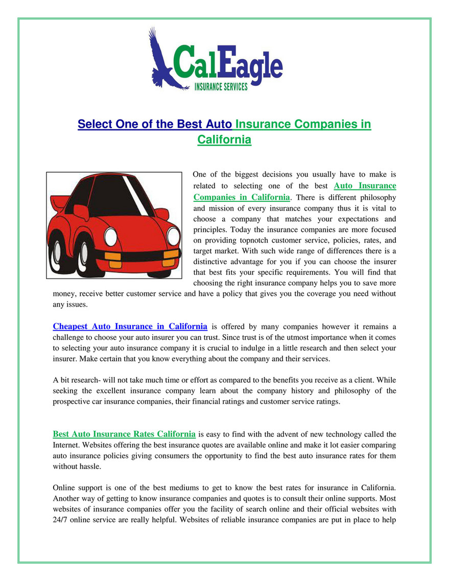 Caleagleinsurance Auto Insurance Companies In within measurements 879 X 1137