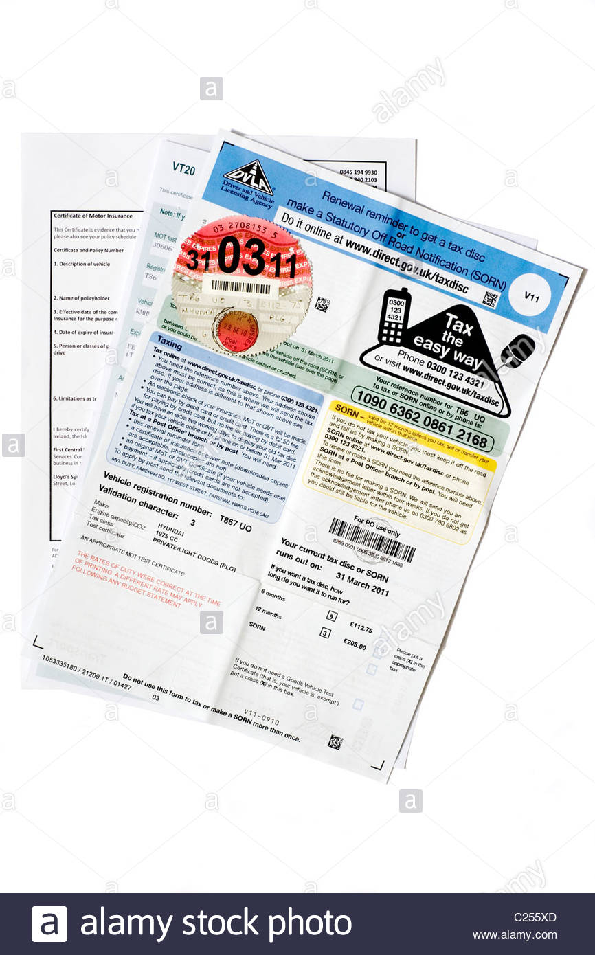 Car Documents For Road Tax Renewal Stock Photo 35764469 Alamy within sizing 866 X 1390