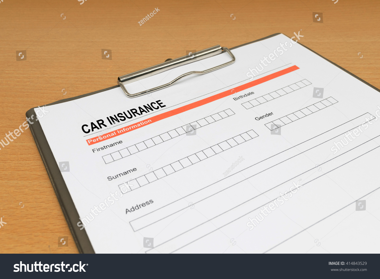 Car Insurance Application Form Stock Photo Edit Now 414843529 for proportions 1500 X 1101