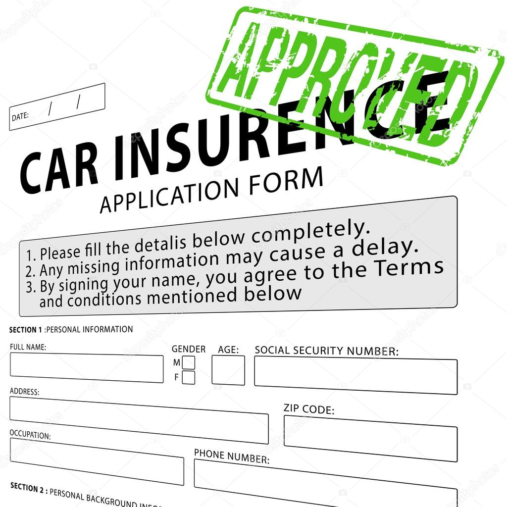 Car Insurance Application Form With Green Approved Rubber within proportions 1024 X 1024