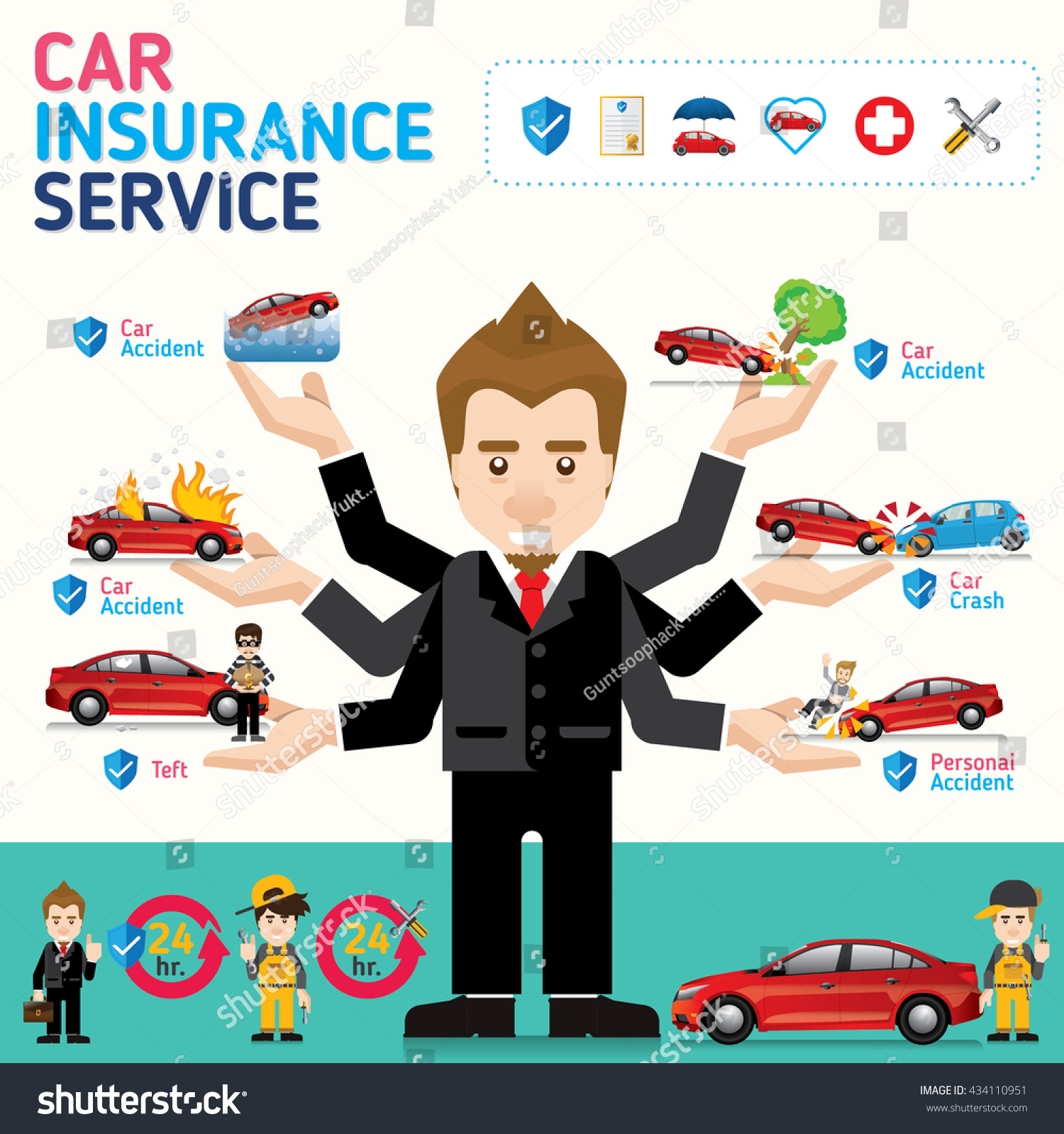 Car Insurance Business Service Icons Template Stock Vector in measurements 1500 X 1600