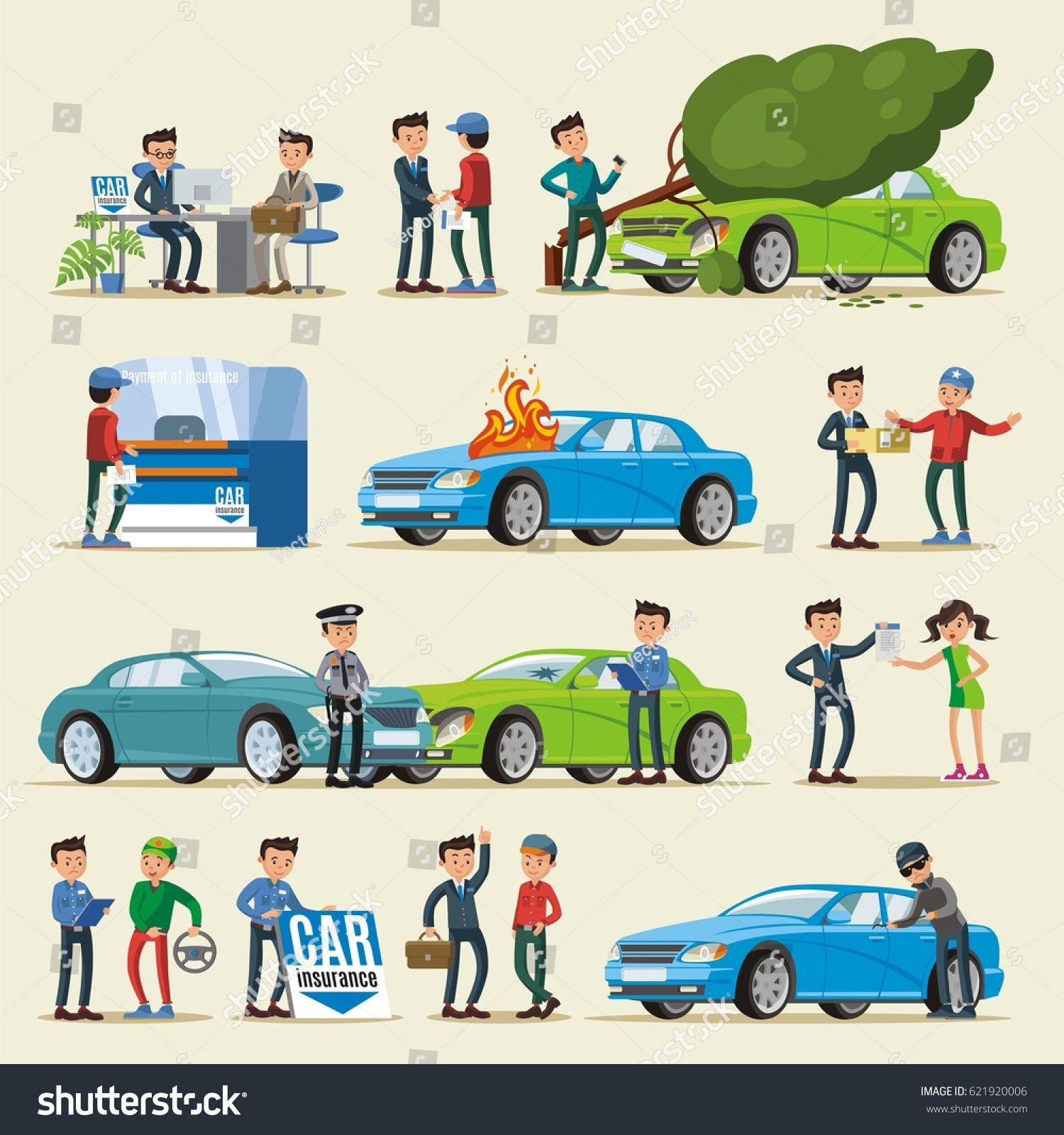 Car Insurance Characters Set With Clients Agents Police with regard to size 1500 X 1600