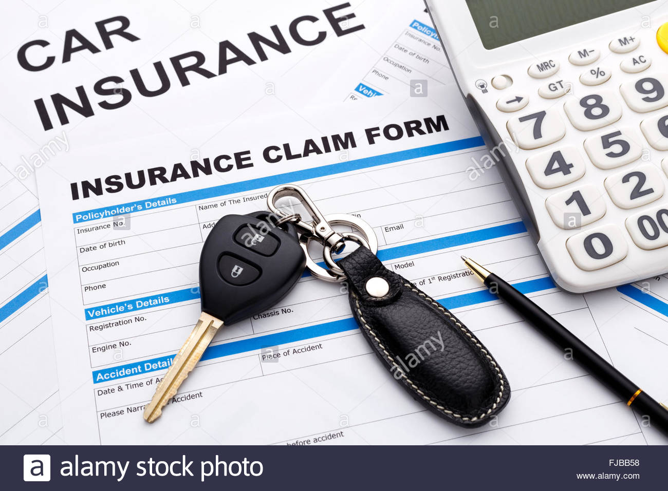 Car Insurance Claim Concept With Car Key And Calculator inside proportions 1300 X 956