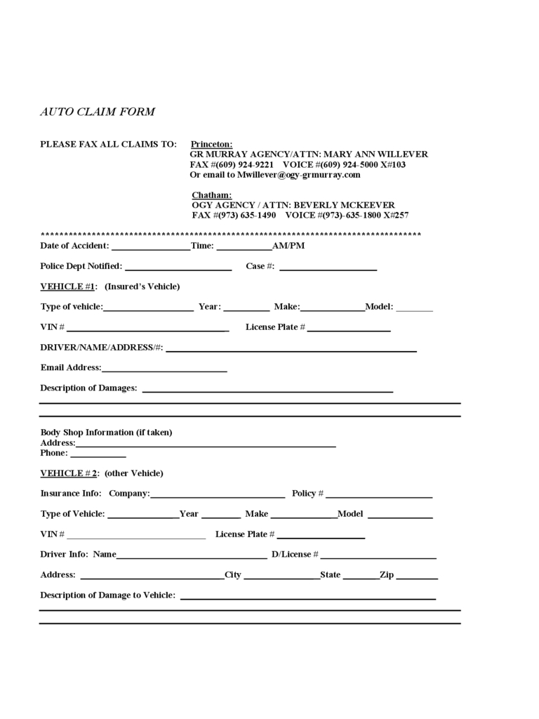 Car Insurance Claim Form 2 Free Templates In Pdf Word with measurements 768 X 1024