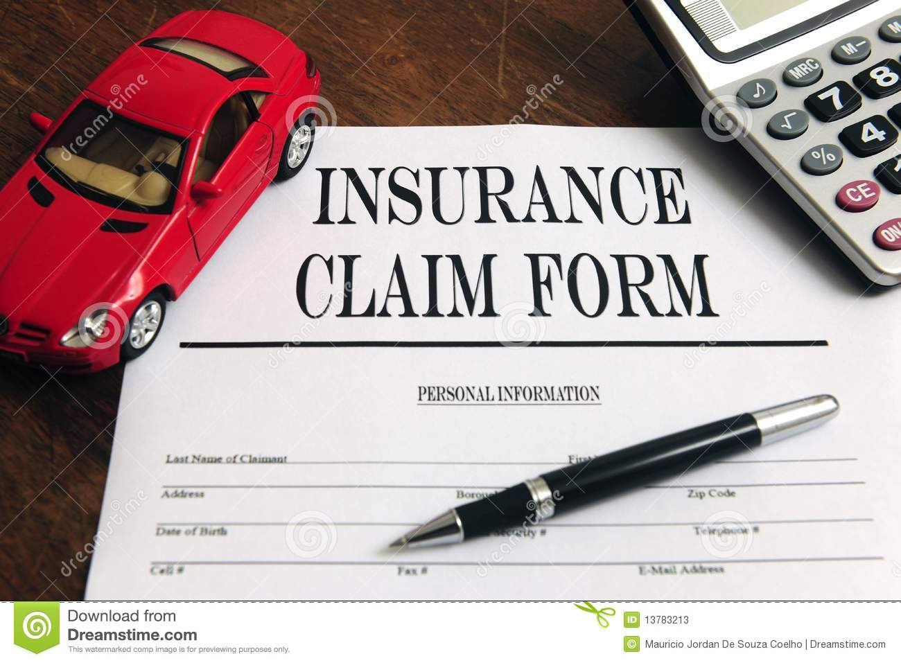 Car Insurance Claim Form On Desk Stock Image Image Of throughout proportions 1300 X 957