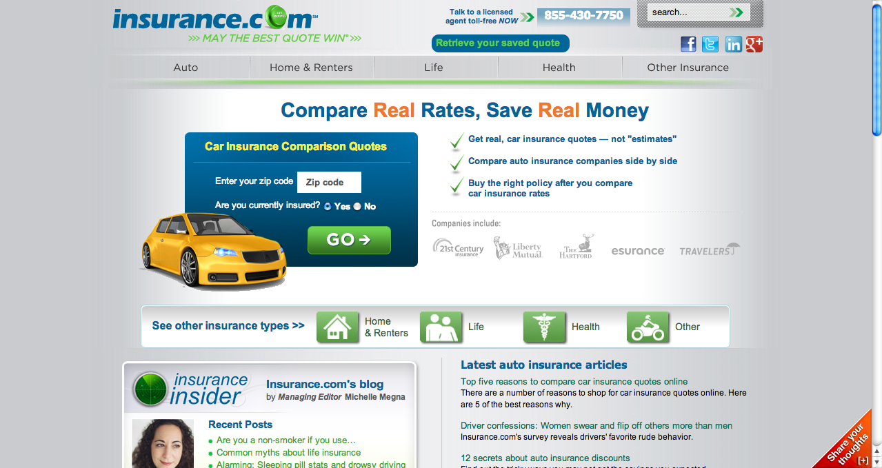 Car Insurance Comparison Auto Insurance Quotes Insurance intended for dimensions 1279 X 679