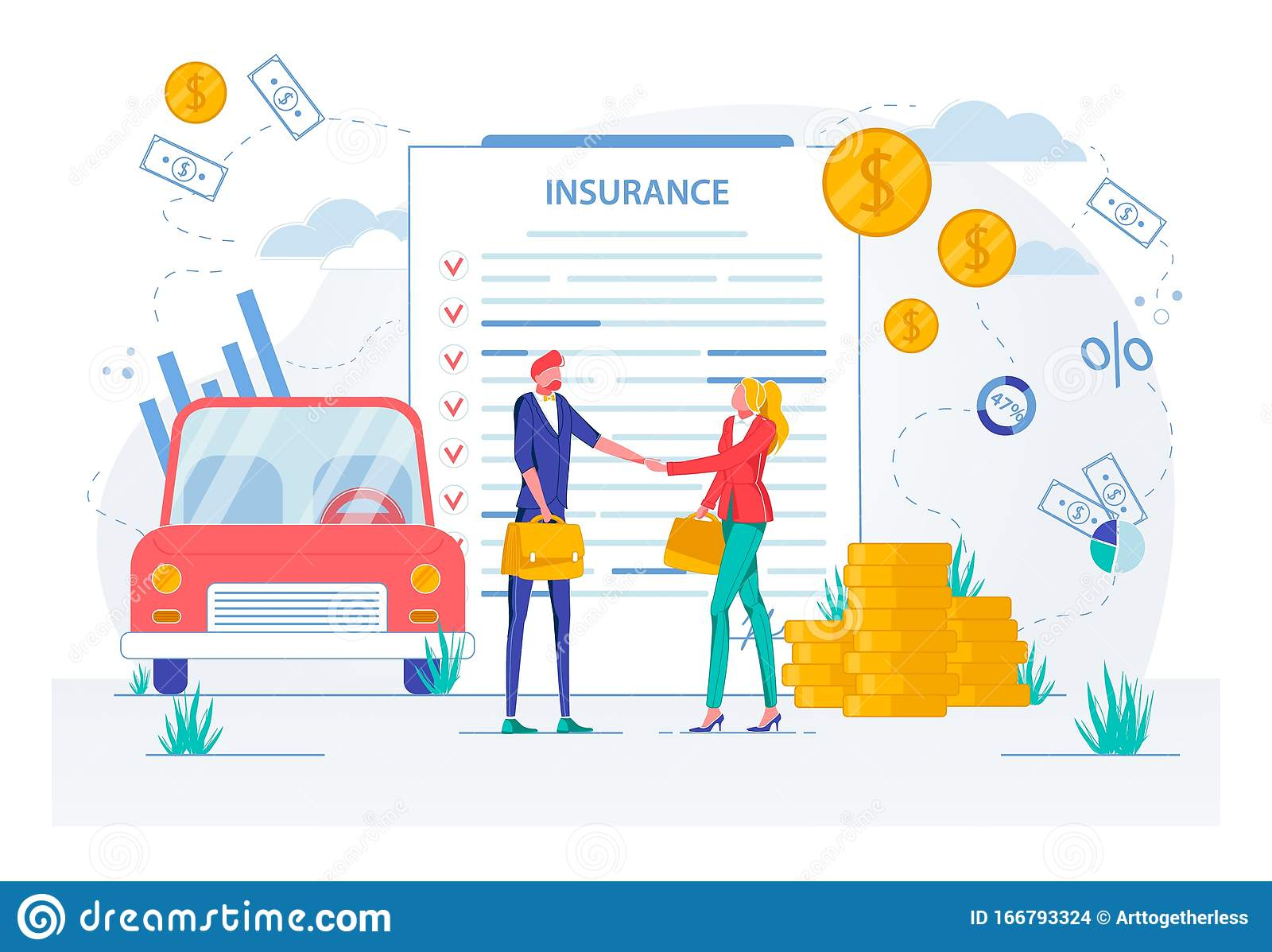 Car Insurance Deal And Contract Signing Vector Stock Vector regarding proportions 1600 X 1197