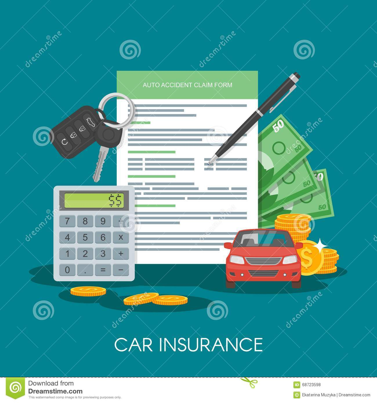 Car Insurance Form Concept Vector Illustration Auto Keys with regard to measurements 1300 X 1390